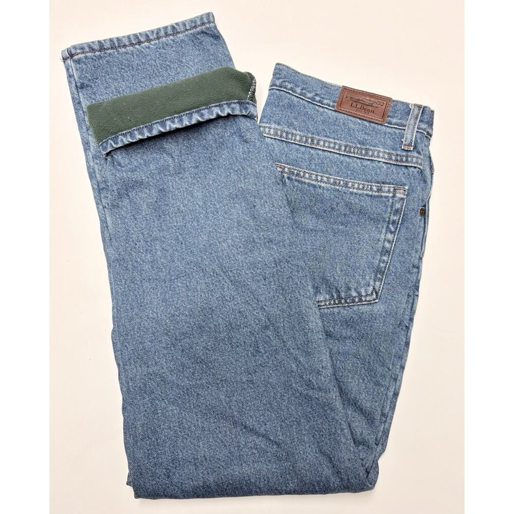 LL Bean Fleece Lined Jeans Blue 32x30 Classic Fit 2017 Outdoor Winter Warmth
